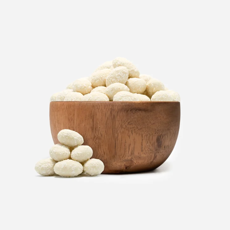 Mandle v bielej čokoláde s kokosom