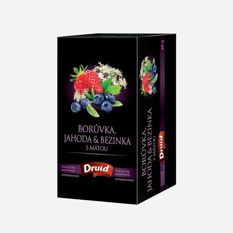 Ovocný čaj čučoriedka, jahoda a baza s mätou