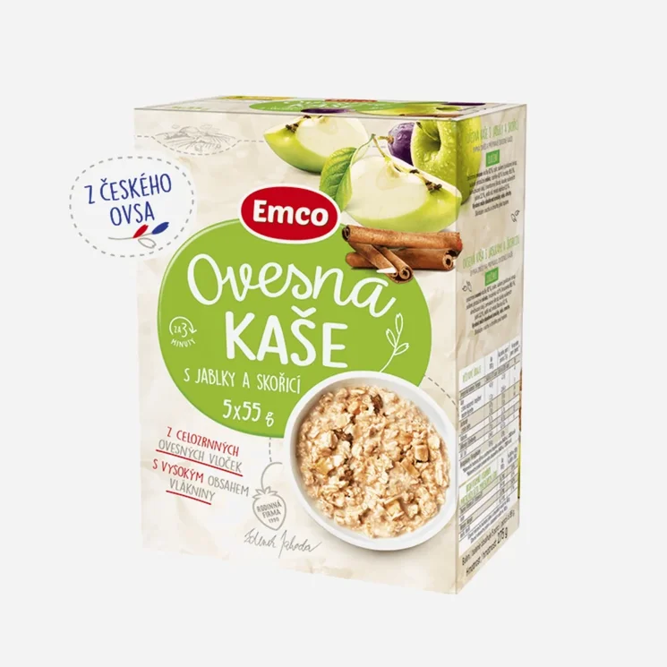 Ovsená kaša s jablkami a škoricou 5x55 g