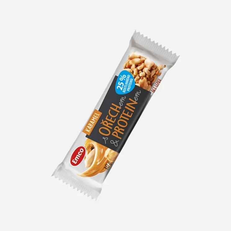 Tyčinka s orechom a proteínom - Karamel