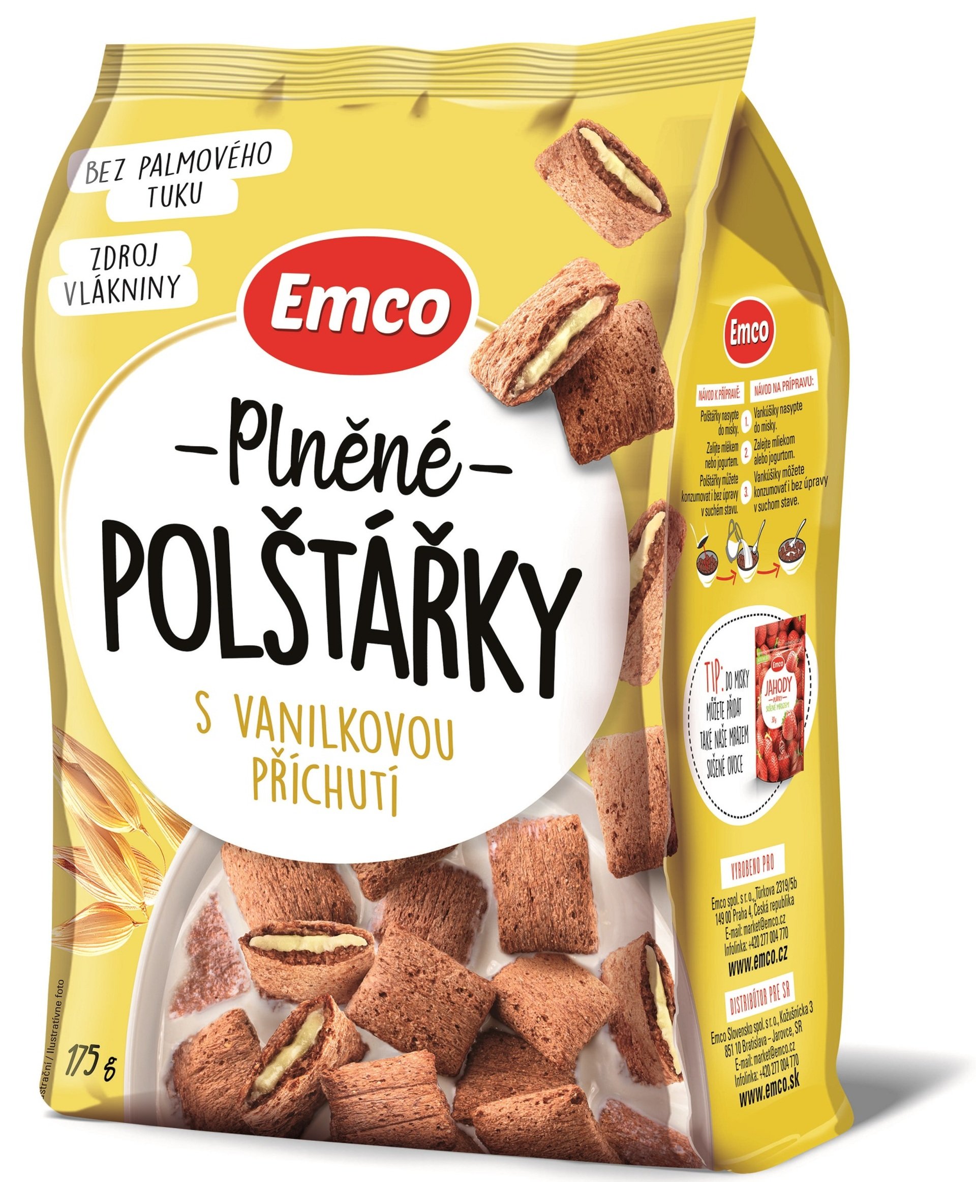 Emco Plnené vankúšiky s vanilkovou príchuťou 175 g