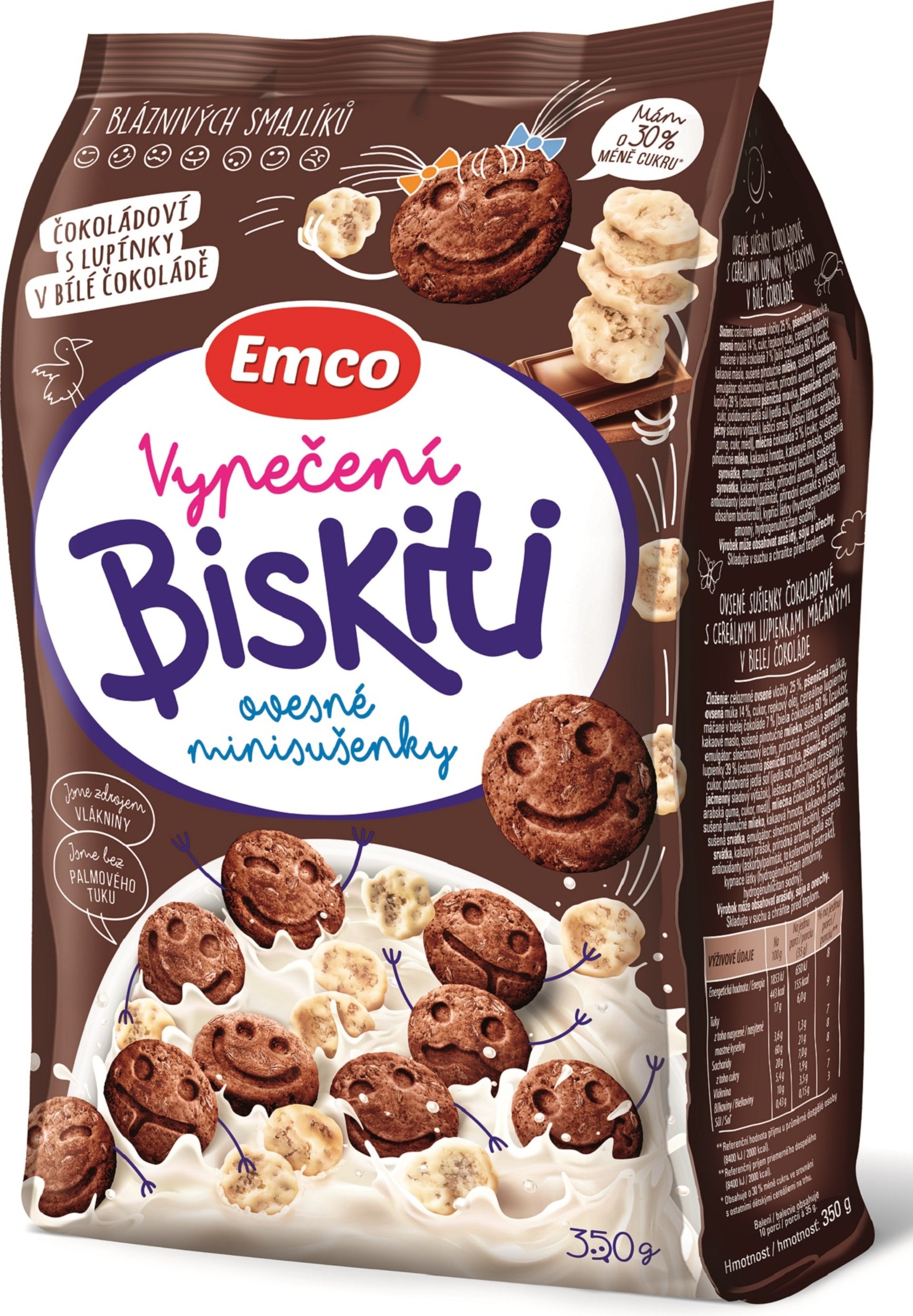 Emco Biskiti čokoládoví s lupienkami 350 g