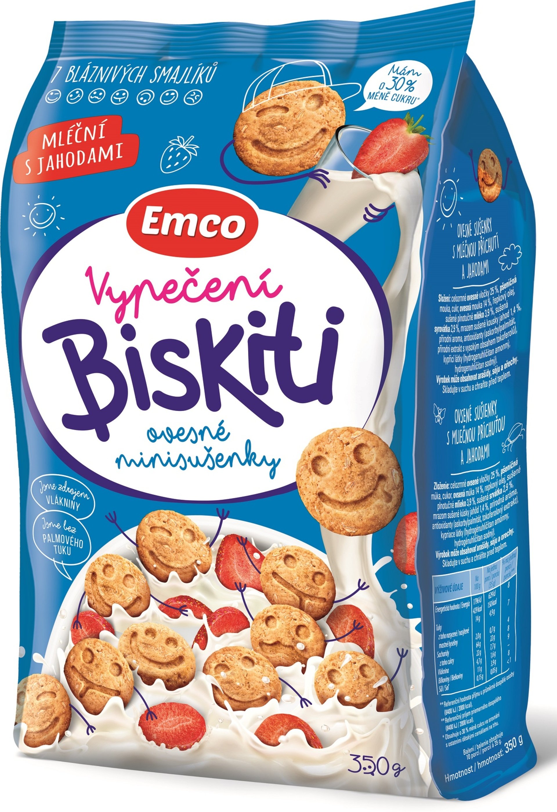 Emco Biskiti mliečna s jahodami 350 g