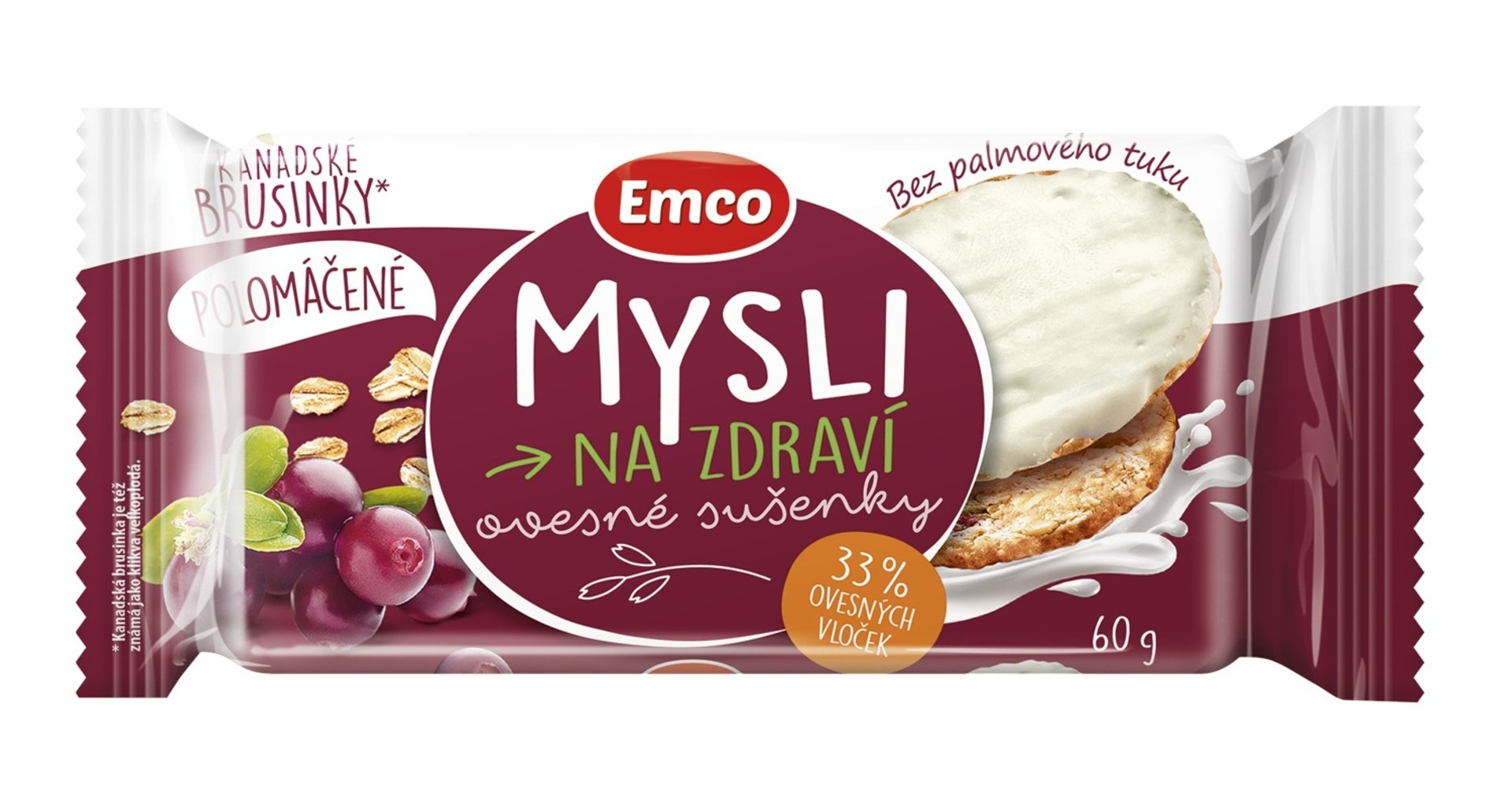 Emco Mysli Ovsené sušienky polomáčané s brusnicou 60 g