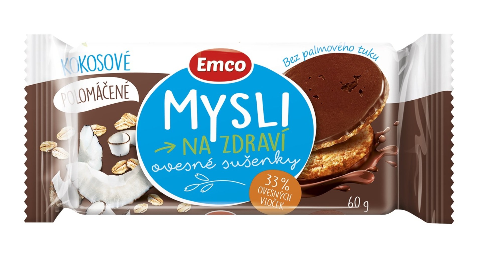 Emco Mysli Ovsené sušienky polomáčané kokosové 60 g