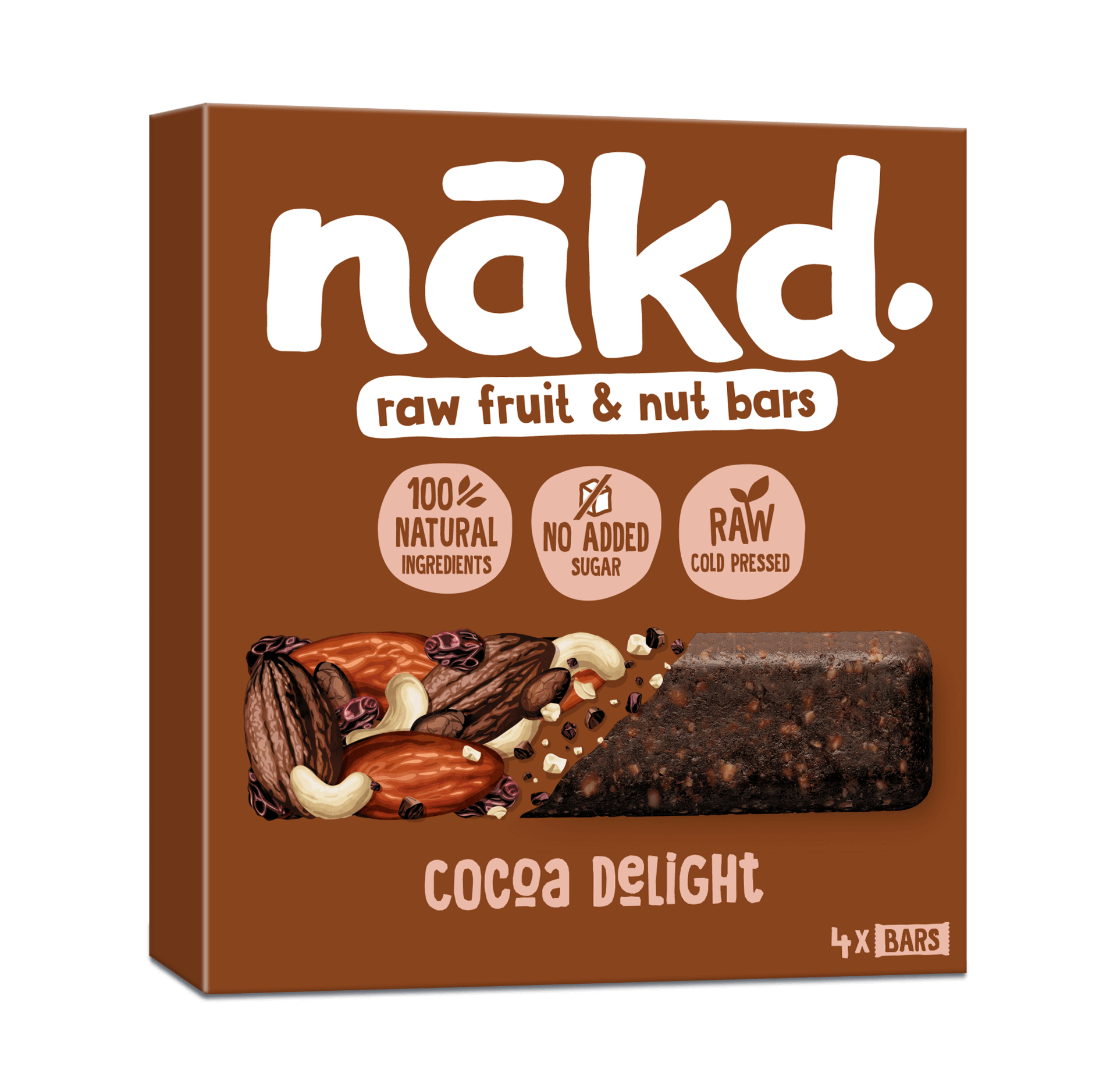 NAKD Cocoa Delight - Ovocno-orieškové RAW tyčinky s kakaom 35g x 4