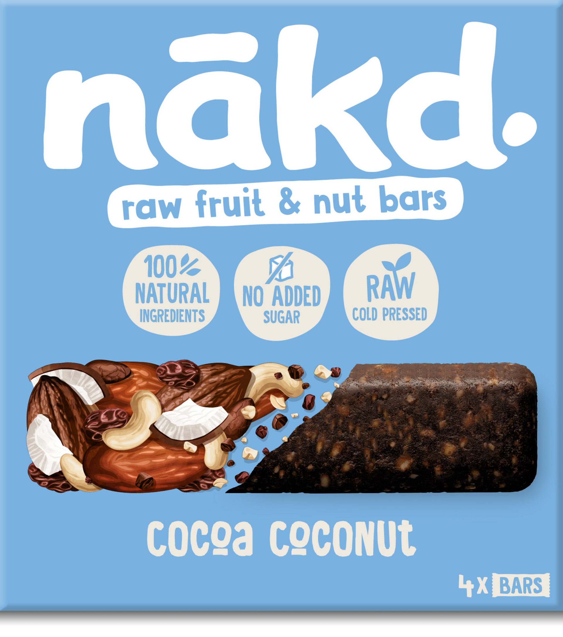 NAKD Cocoa Coconut - RAW ovocné a orechové tyčinky s kokosom 35g x 4
