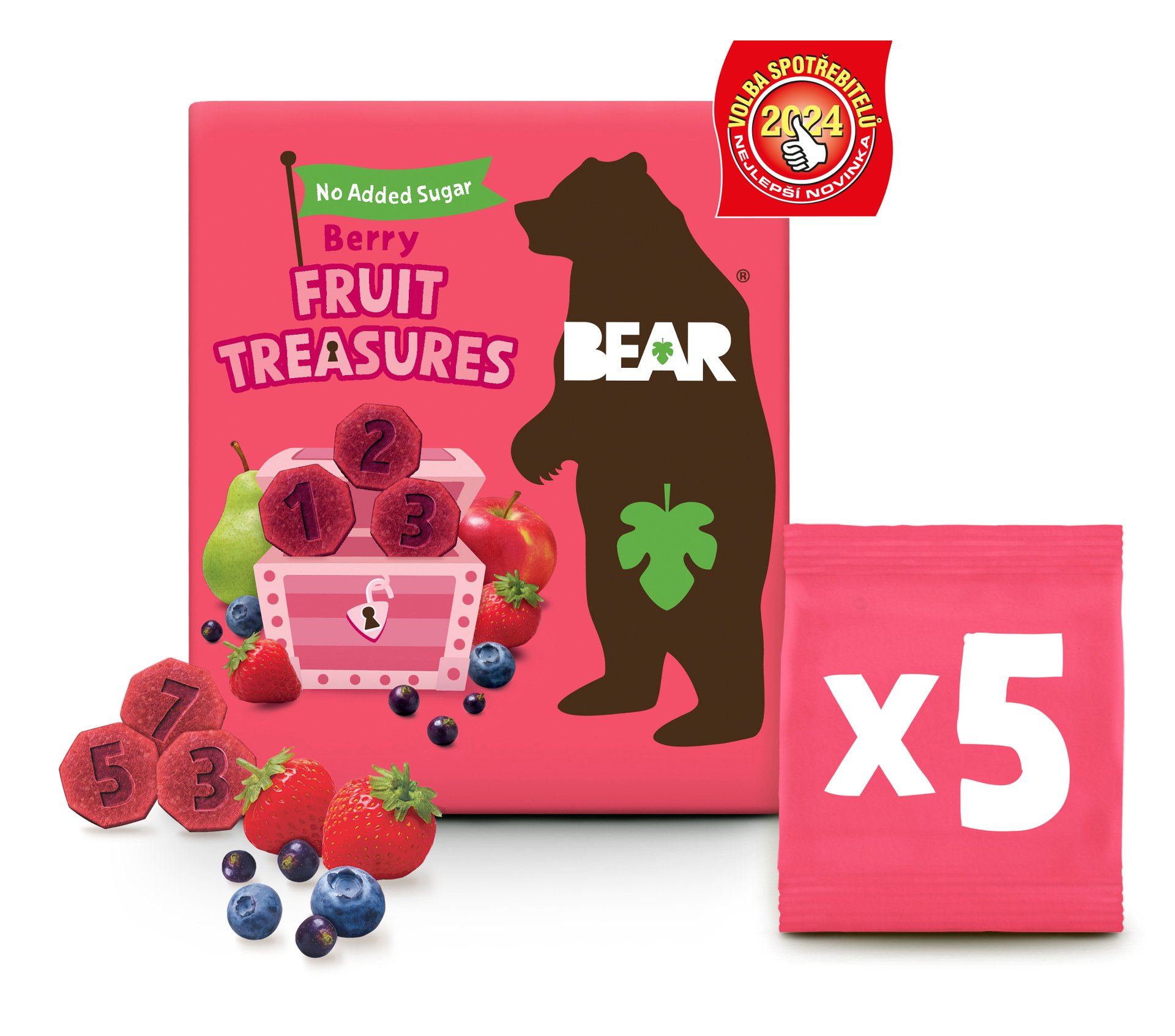 Bear Fruit Treasures Berry jahoda a čučoriedka 5x20 g