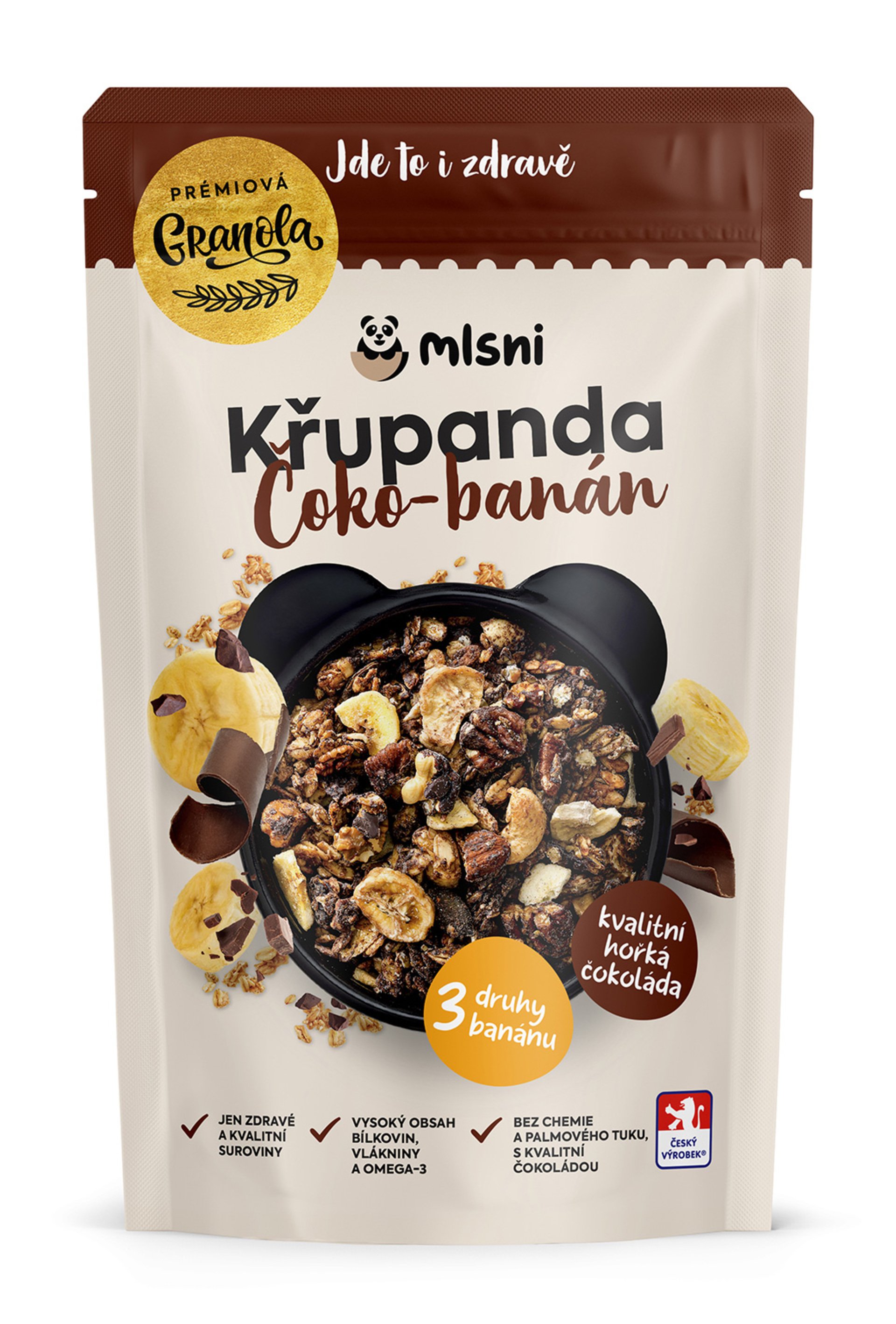 Mlsni Prémiová granola Chrumkava čoko-banán 400 g